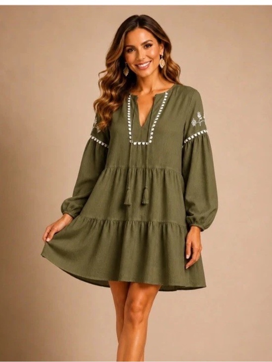 Zara Dresses & Skirts - ZARA Embroidered Panelled Dress Green Size Small 7200/023 Cottagecore